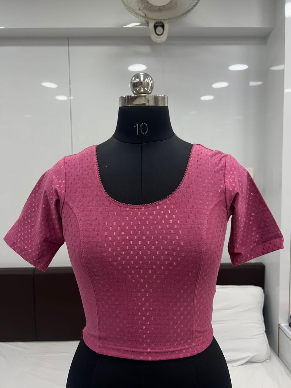 Elegant Pink Color Cotton Dobby Stretchable Ready To Wear Blouse For Women