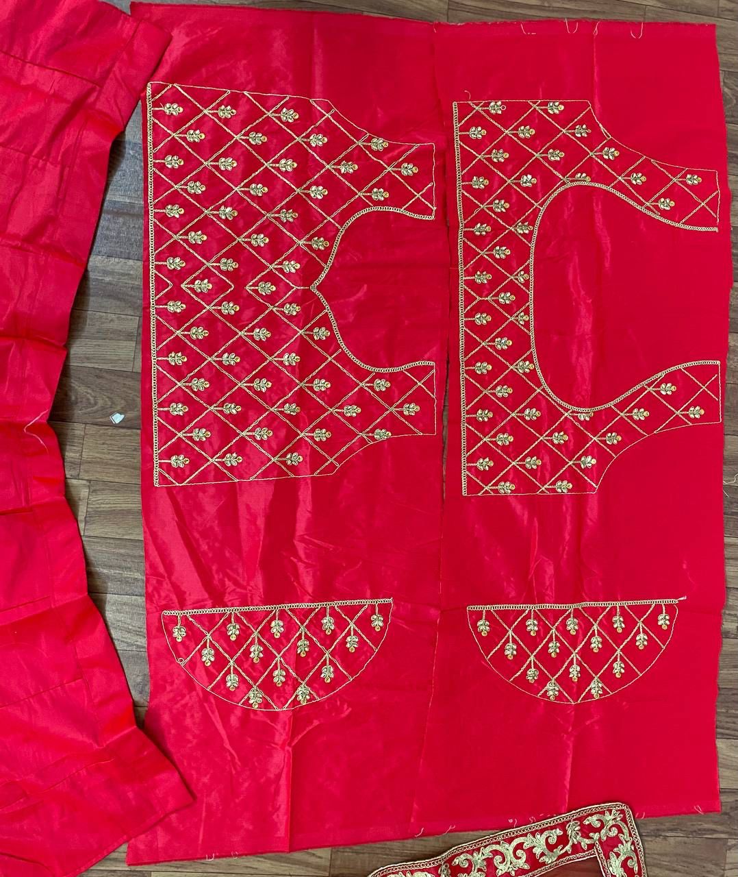 Dazzling Red Color Zari Sequins Embroidery Work Satin Silk Lehenga Choli For Women In Suncity