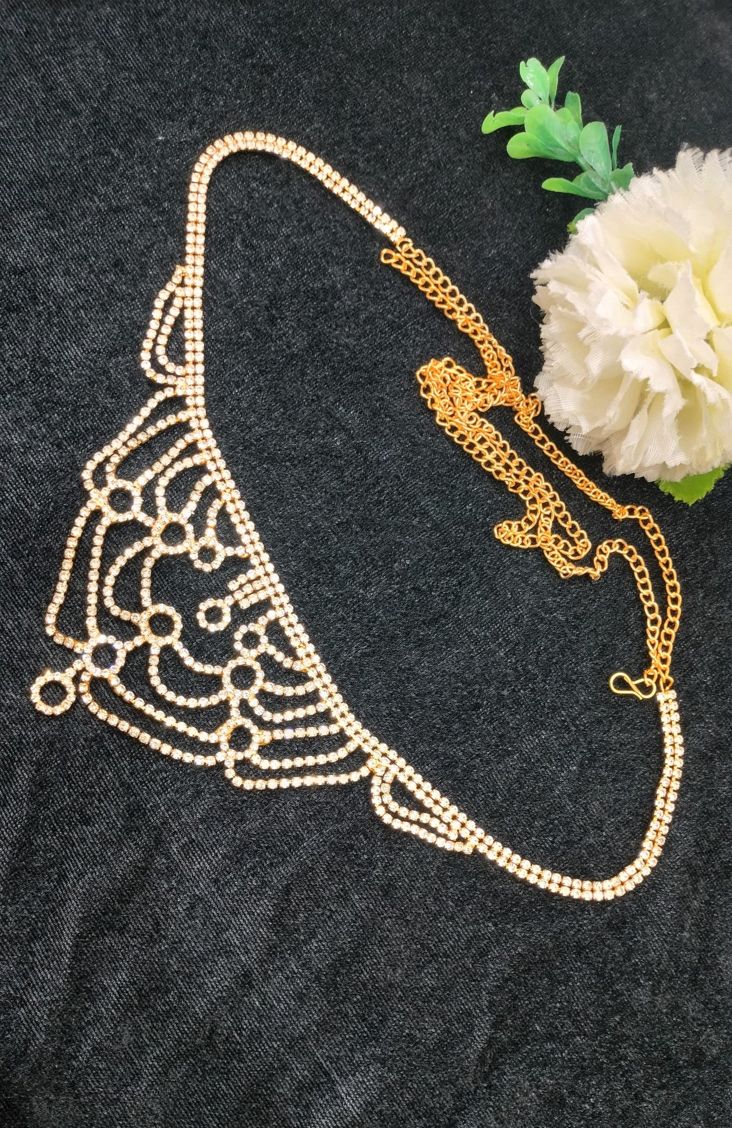 Stone Worked Antique Gold Unique Designed Hip Chain Near Me