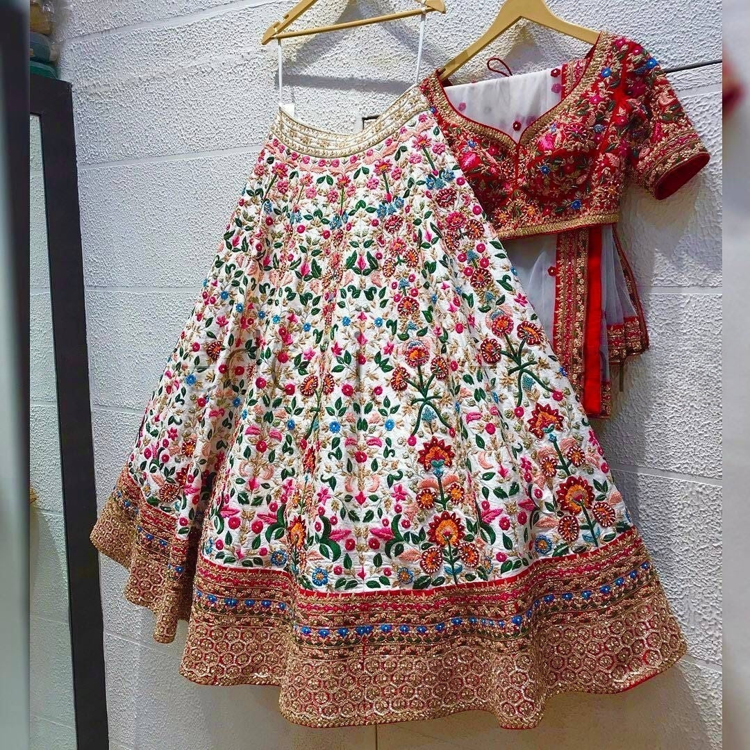 Charming Maroon Color Malay Satin Embroidered Lehenga Choli With Fancy Dupatta Near Me