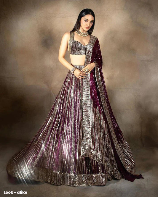 Mesmerizing Purple Color New Trendy Bollywood Sequins Work Lehenga Choli