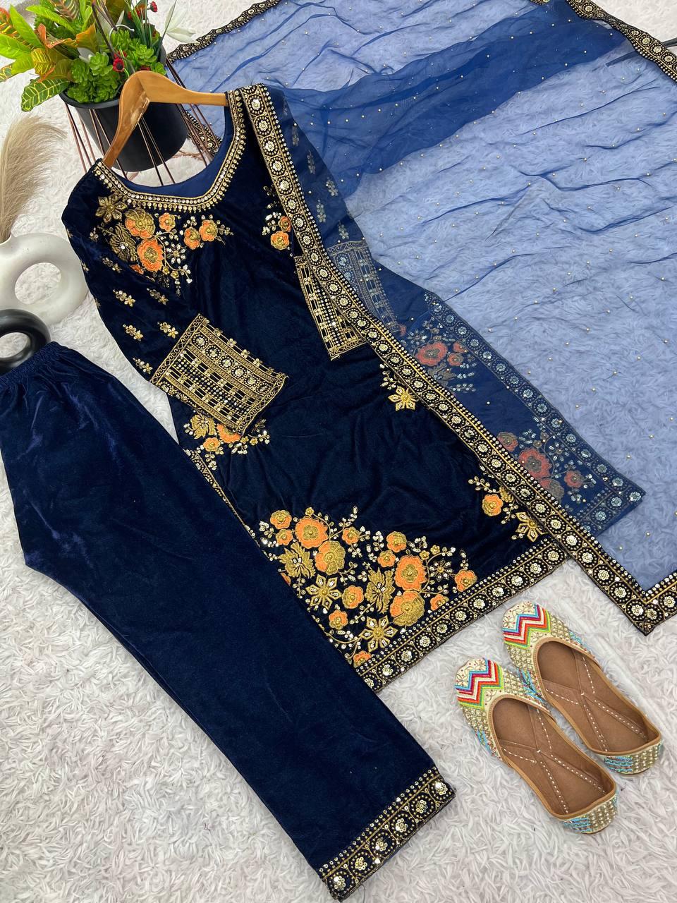 Dark Blue Color Palazzo Suits In Suncity