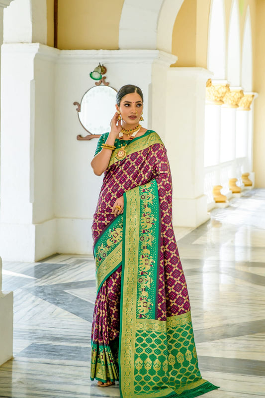 Exclusive Magenta Color Soft Banarasi Silk Saree With Rich Pallu And Contrast Blouse