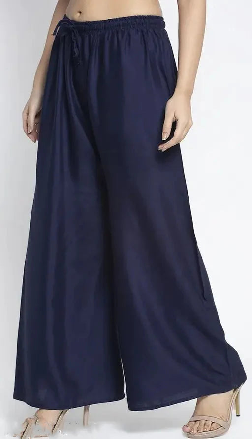 Elegant Blue Colored Rayon Palazzo Pant In Near