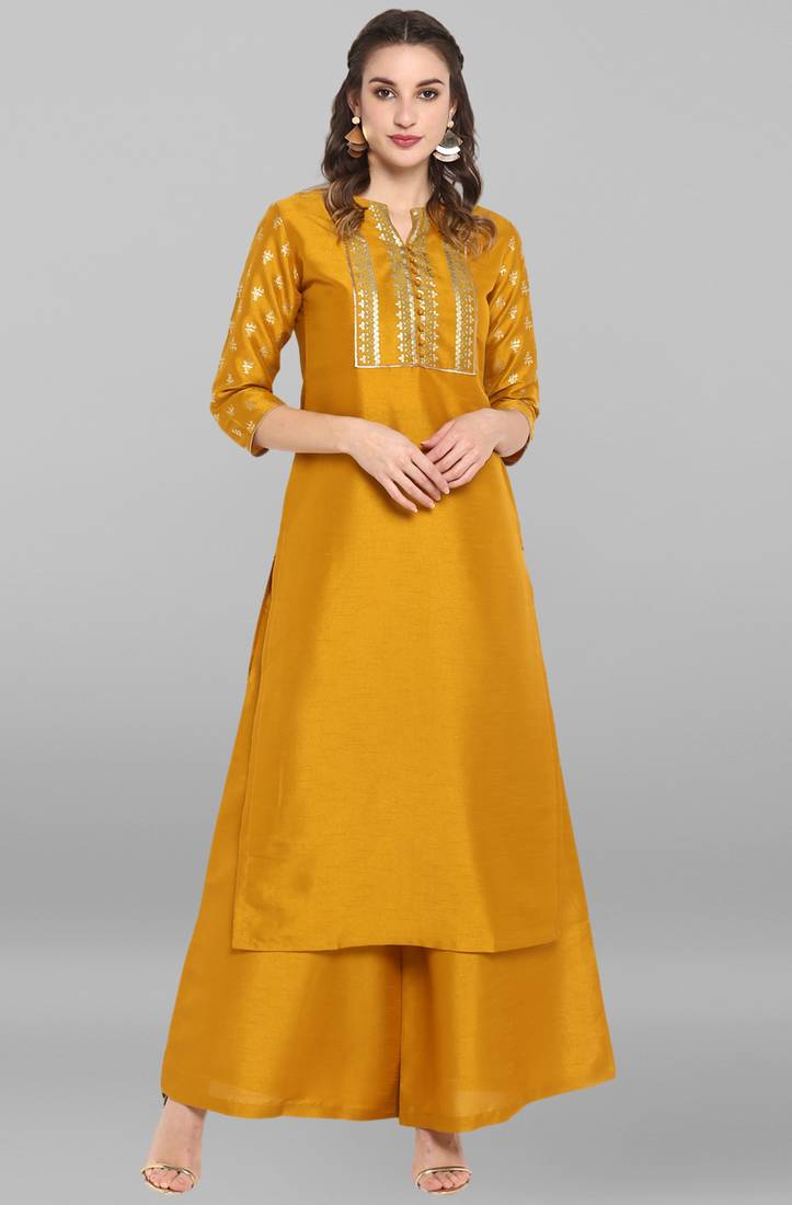 Attractive Mustard Yellow Color Kurti with Palazzo Suits Near Me