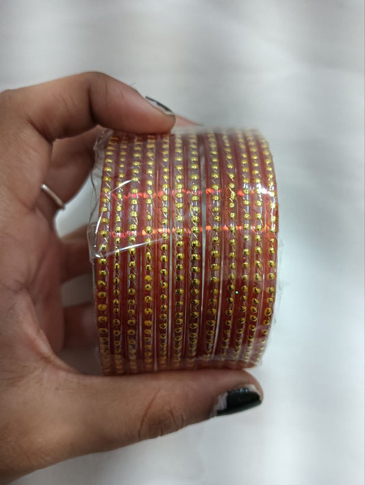 Pretty Red Colored Fancy Design Glass Bangles For Women