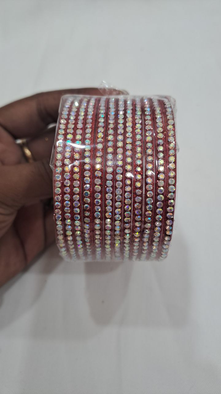 Elegant Red Color Checked Design Glass Bangles For Women
