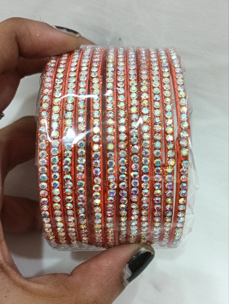 Attractive Orange Color Checked Design Bangles For Women