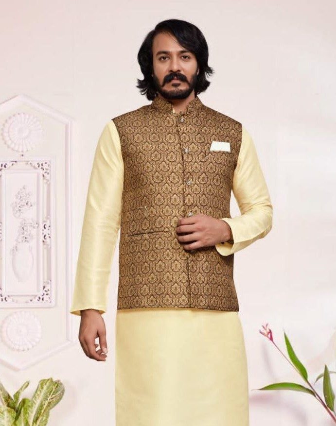 Beautiful Cream And Peach Fancy Kurta Near Me