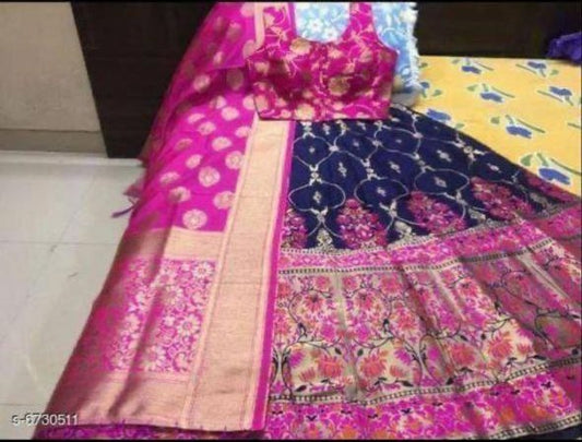 Elegant Embroidery With Sequins Work Pink With Blue Color Lehenga Choli For Women