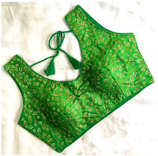 Attractive Green Colored Thread And Sequins Work Blouse For Women