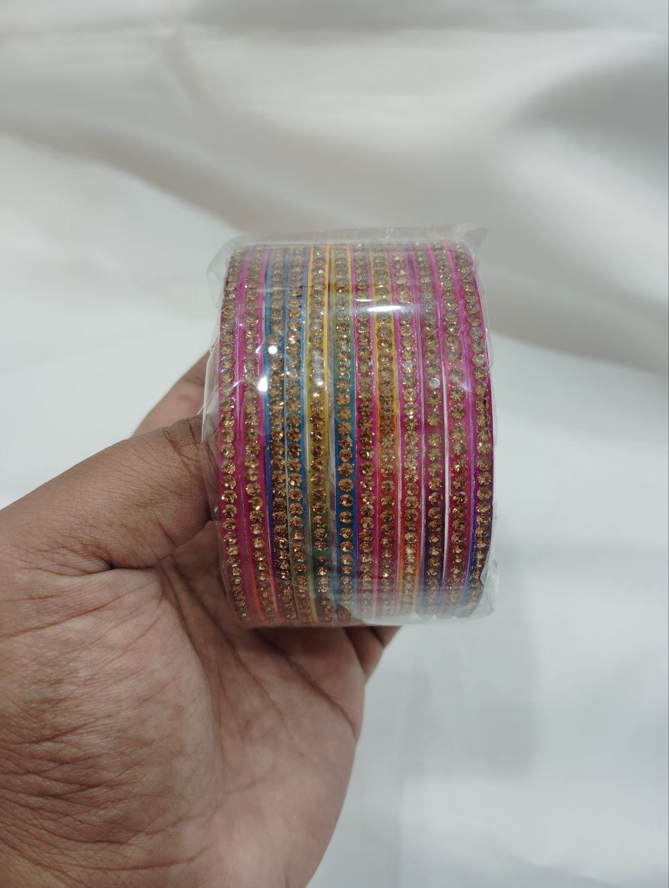 Appealing Multi Color Glass Bangles With Glittering Stones Near Me