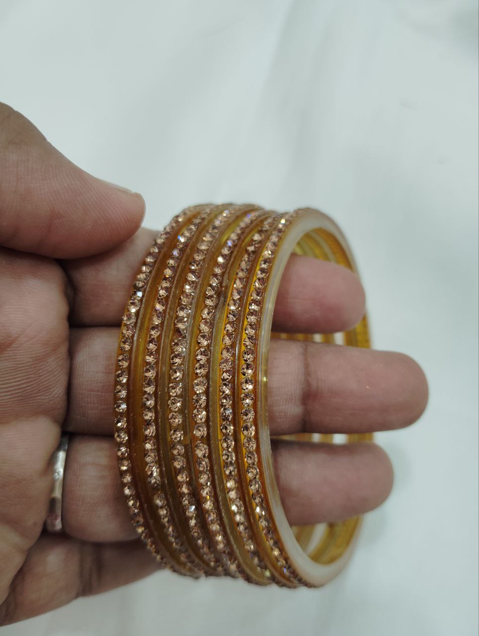 Dazzling Gold Color Glass Bangles With StonesNear Me