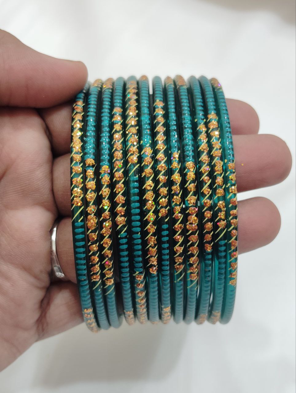Gorgeous Teal Green Color Glass Bangles Near Me