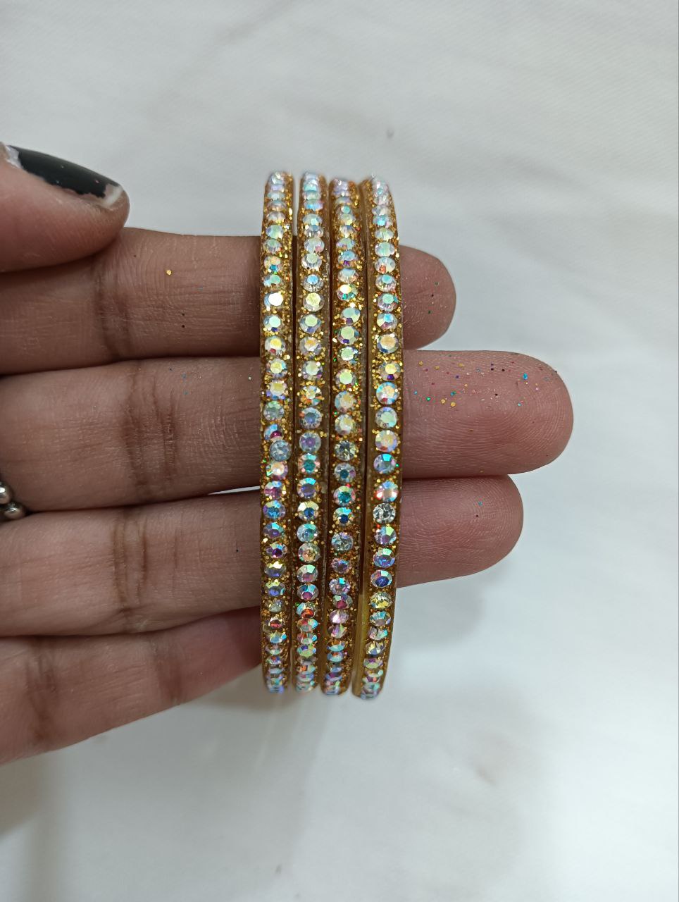 Yellow Color Checked Design Glass Bangles For Women Near Me