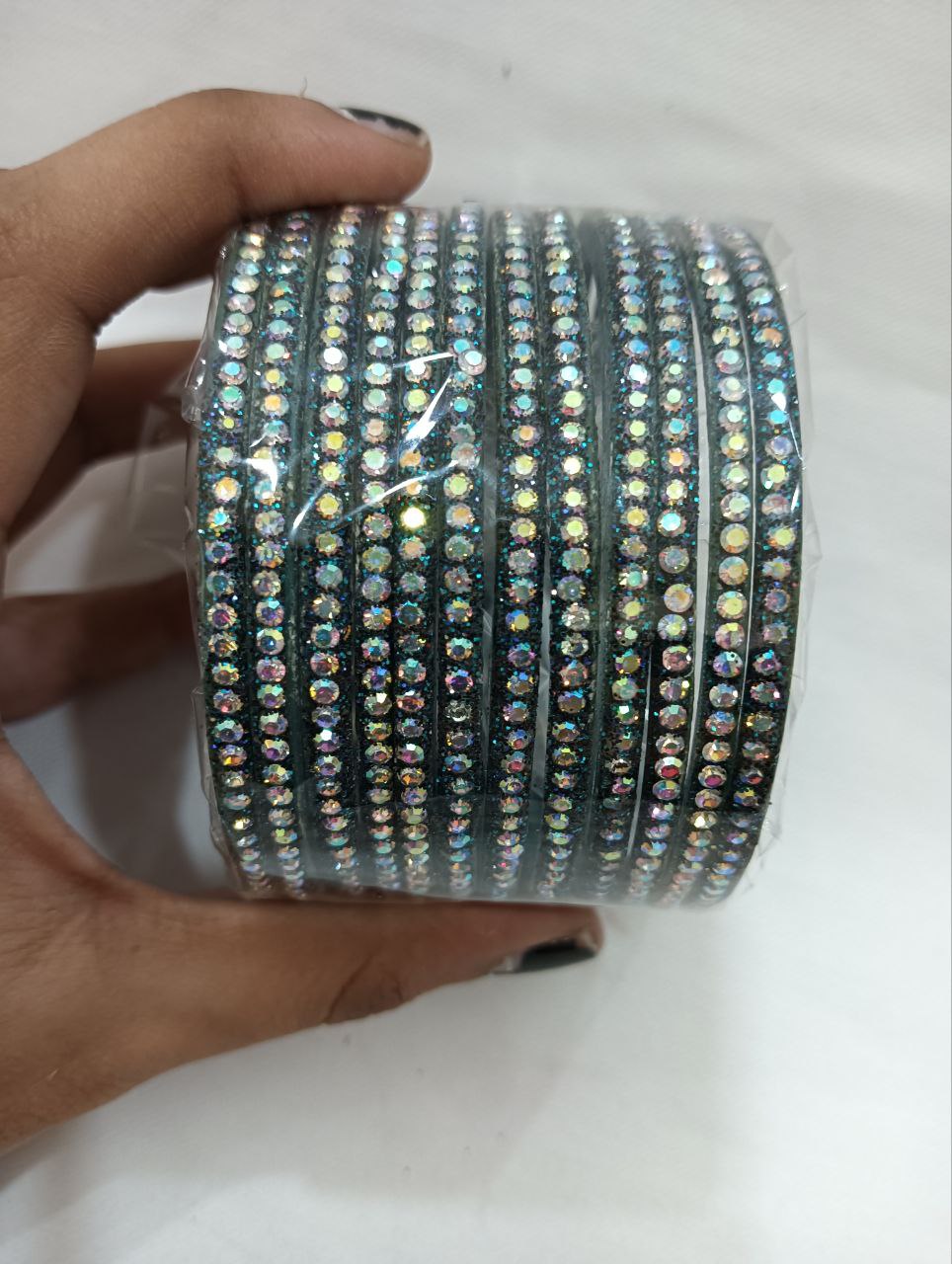 Beautiful Teal Blue Color Checked Design Glass Bangles For Women