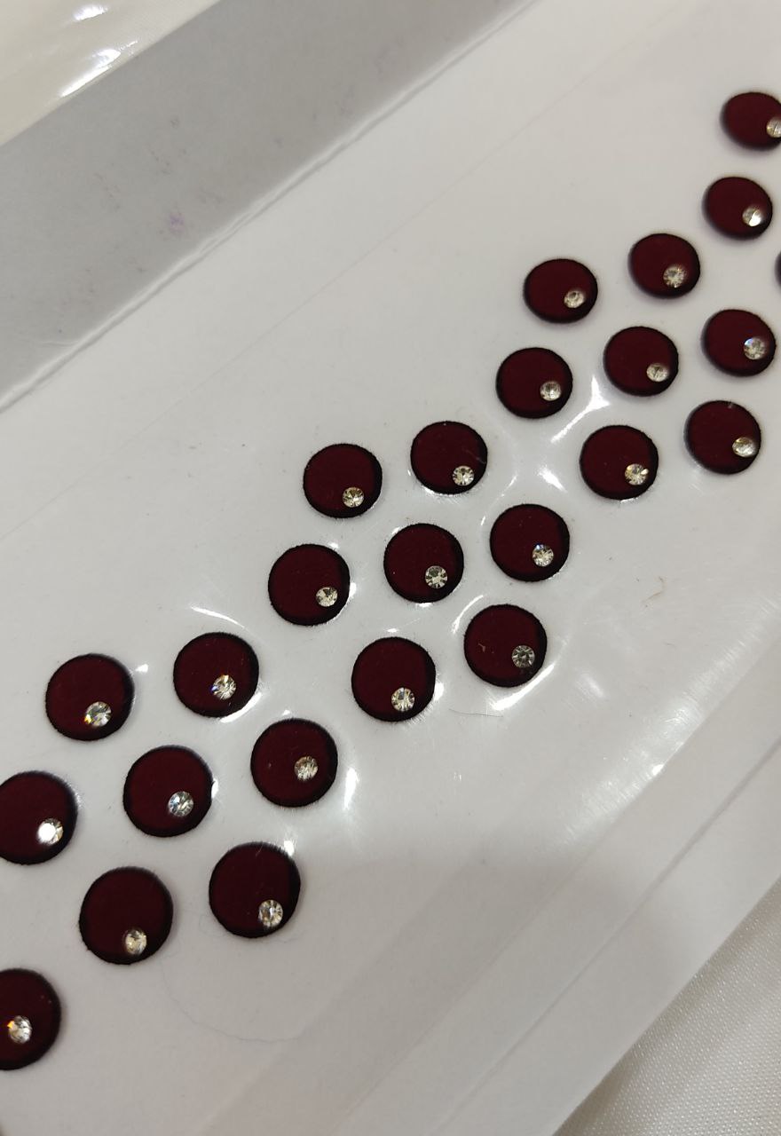 BN1-1 Beautiful maroon color bindis with white stone