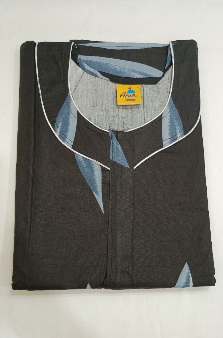 Elegant Black Colored Cotton Nighty For Women