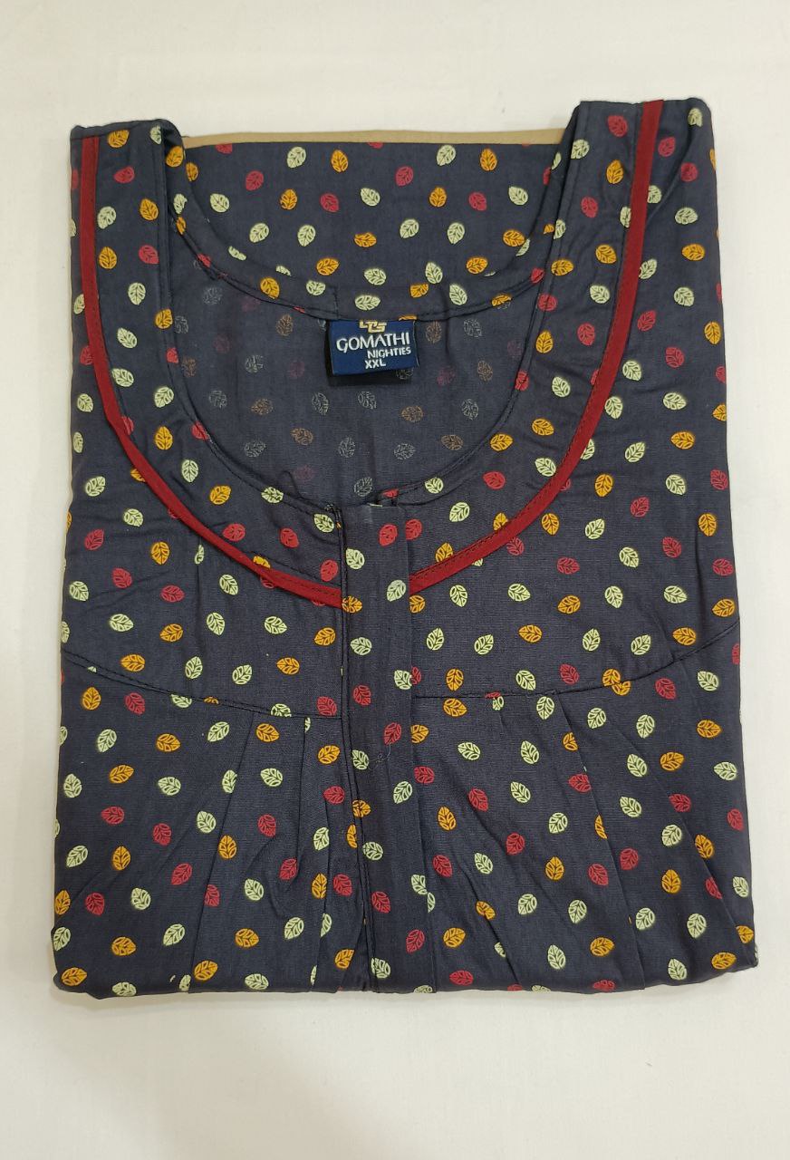 Appealing Gray Color Cotton Nighty For Women