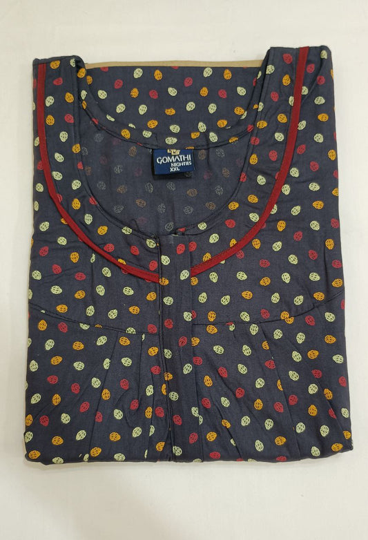 Appealing Gray Color Cotton Nighty For Women