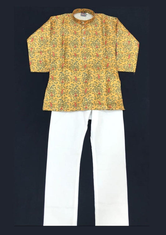 Delightful Yellow Colored Kurta With Pajama Pant Sets For Boys