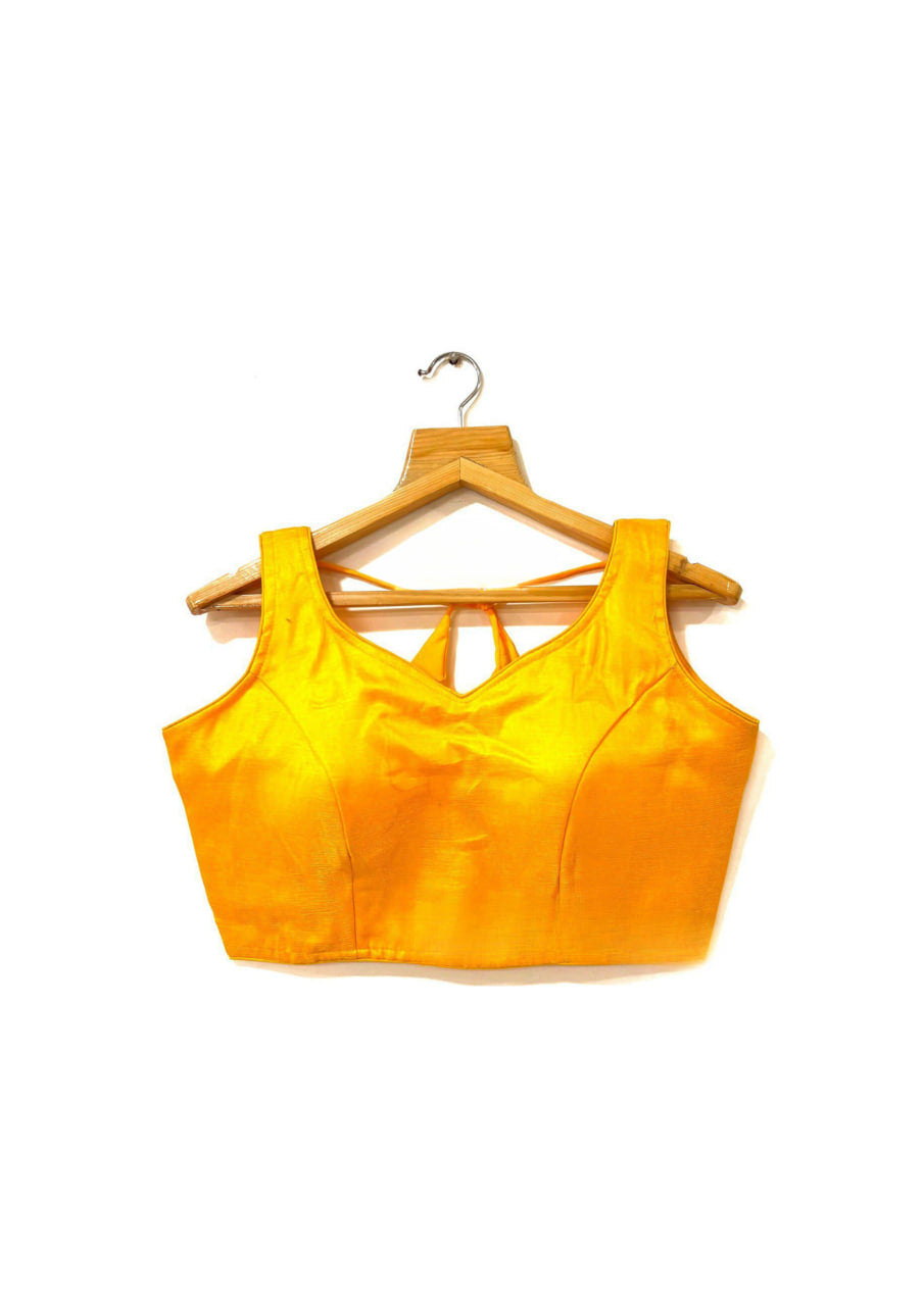 Alluring Yellow Color Fancy Milan Silk Readymade Blouse For Women