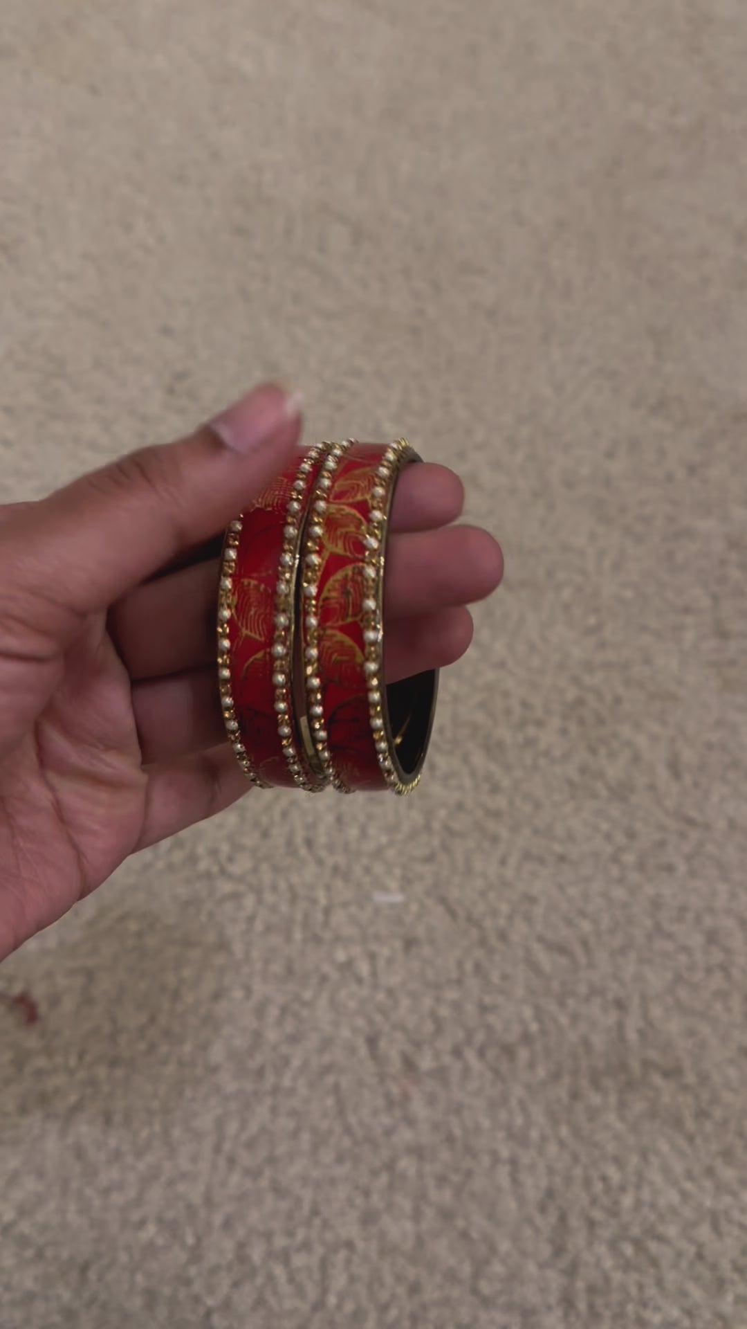 Beautiful Red Color Checked Design Glass Bangles in USA