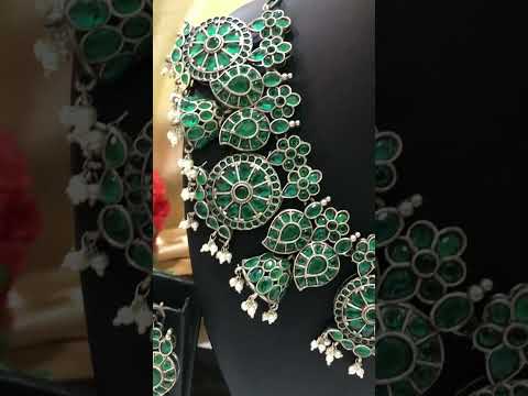 Ethnic Oxidized Silver Plated Necklace With Earrings in USA