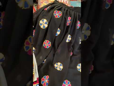 Elegant Black Georgette Silk Lehenga Set with Mirror Glass Work