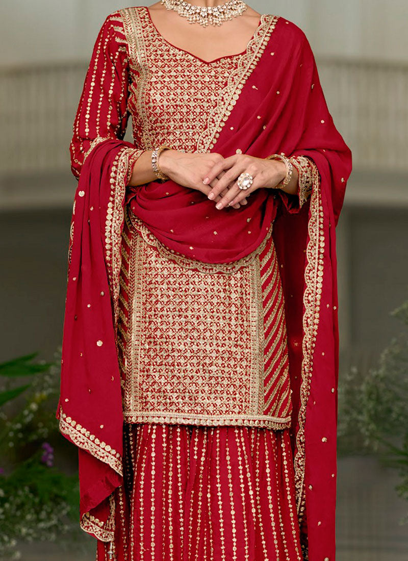 Heavy Embroidery Work Palazzo Suits In Chandler