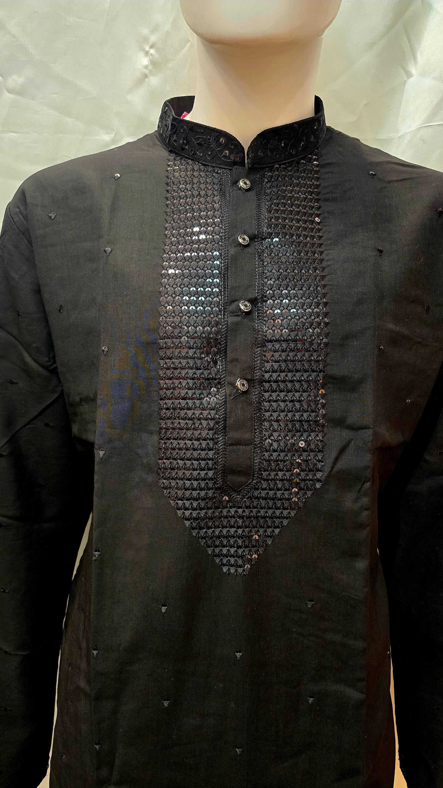 Alluring Black Color Silk Kurta With Pajama Suits For Men
