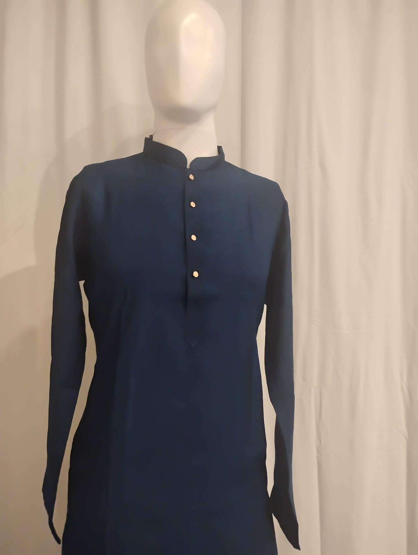 Amazing Blue Color Cotton With Self Design Kurta Suits For Men