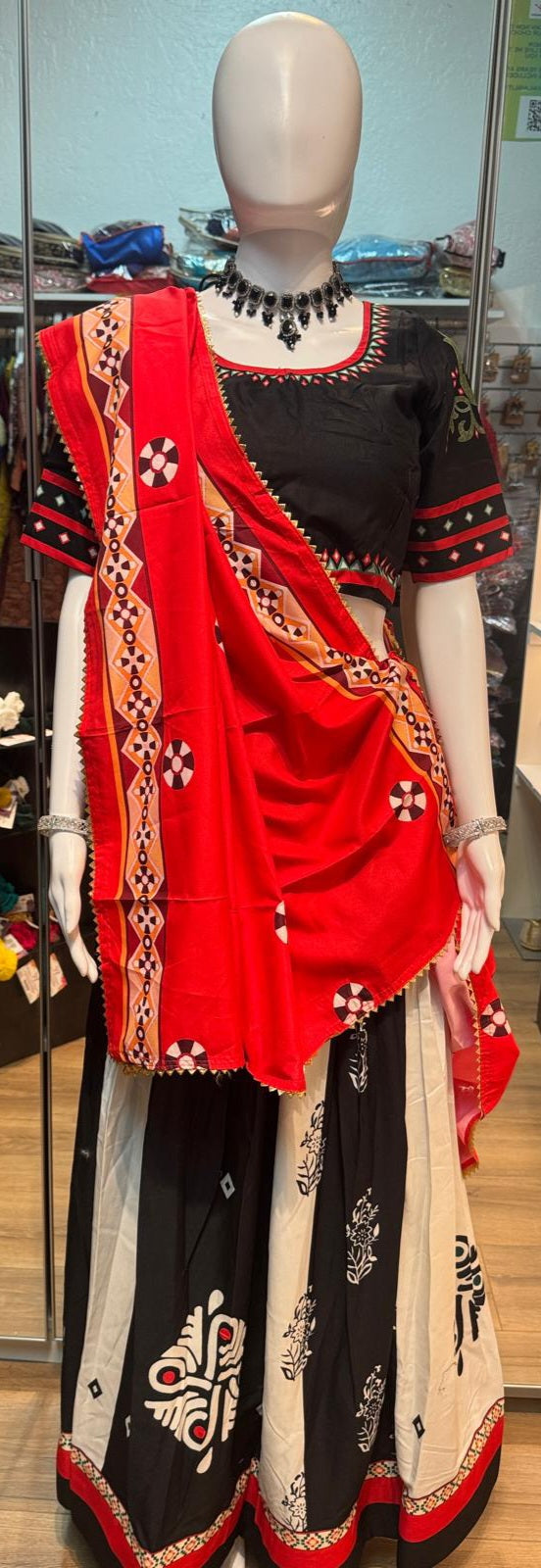 Elegant Black And White Color Chaniya Choli With Printed Work For Women