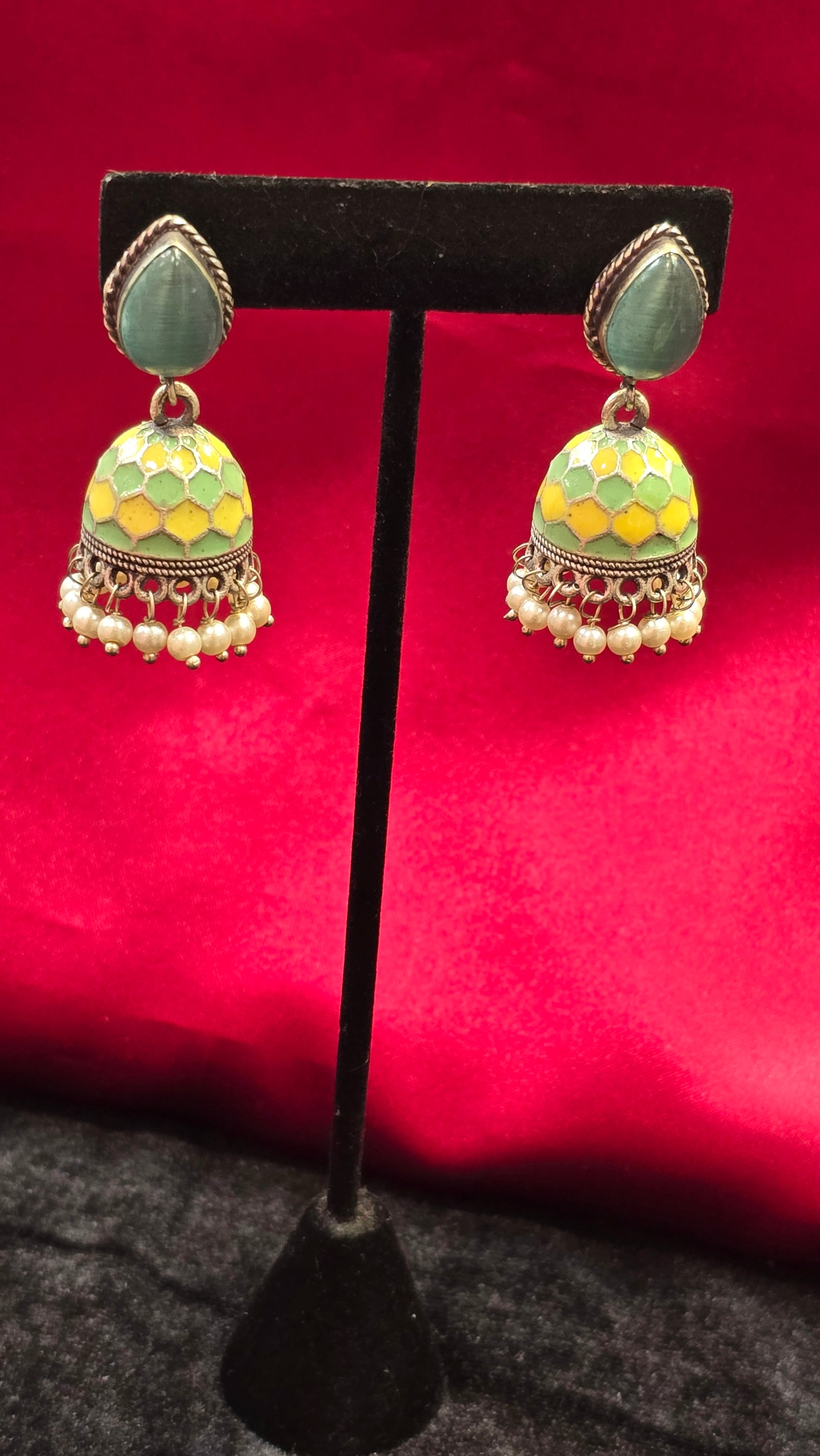 Amazing Pista Green Colored Jhumkas For Women