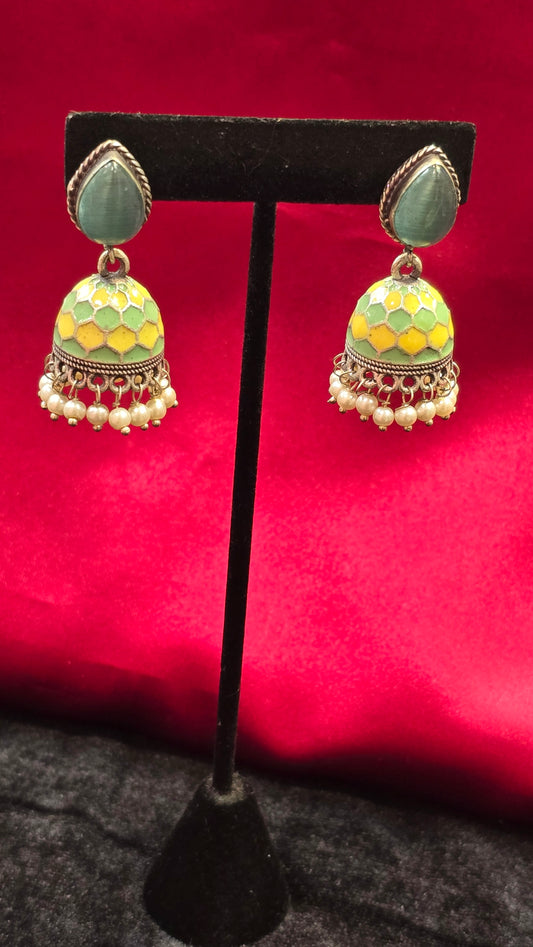 Amazing Pista Green Colored Jhumkas For Women
