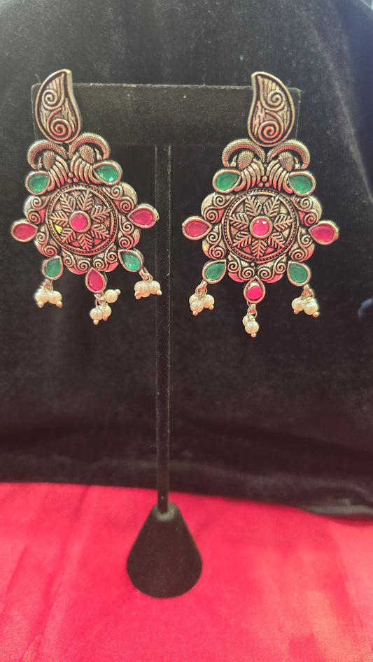 Alluring Oxidized With Multi Color Earrings For Women