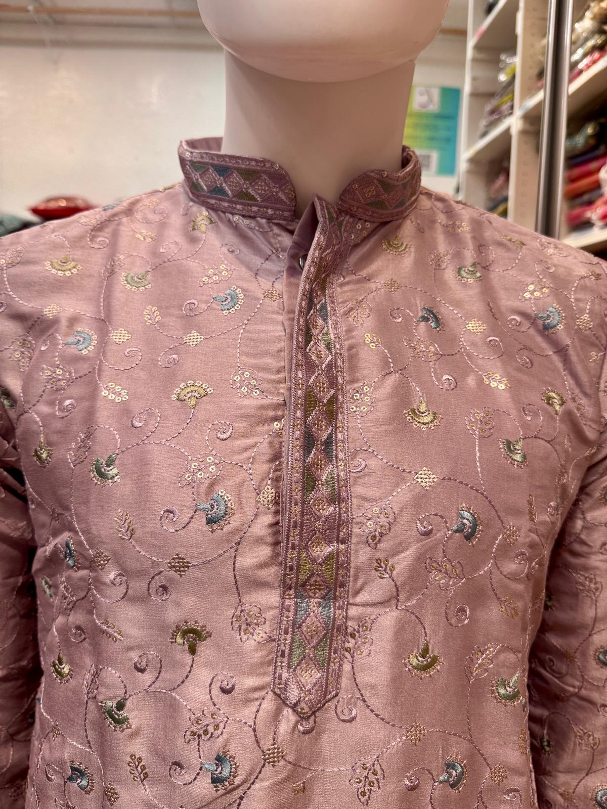 Light Purple Color Silk Kurta Suit With Multicolor Embroidery Work In Chandler