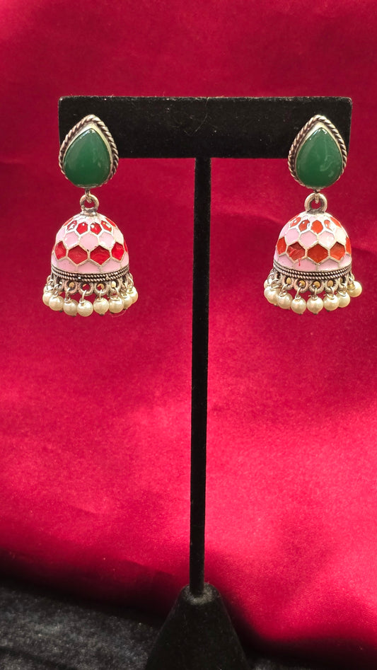 Gorgeous Green Color Stone Work Earrings For Women