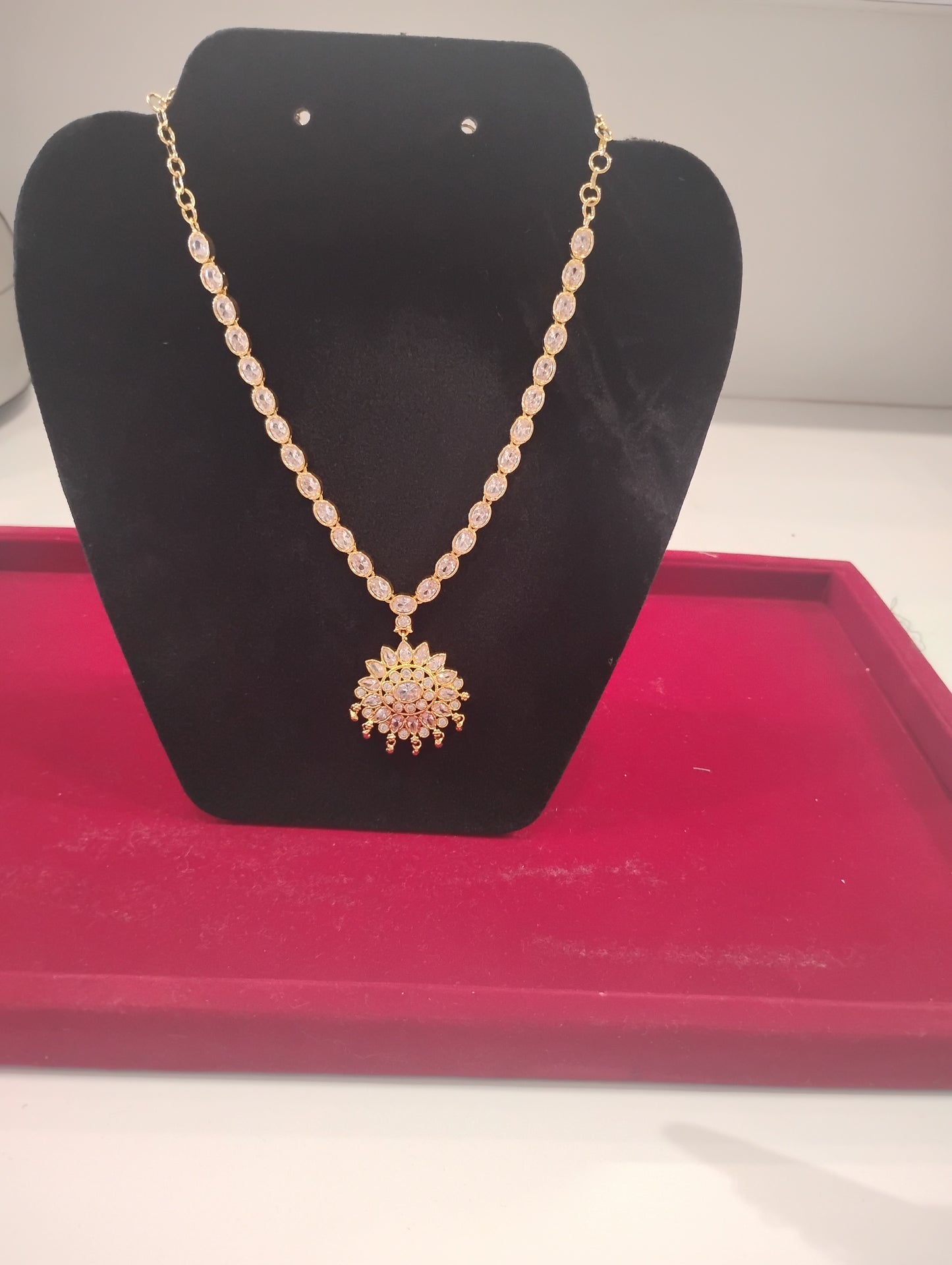 Amazing Gold Plated with White Stones Necklace For Women