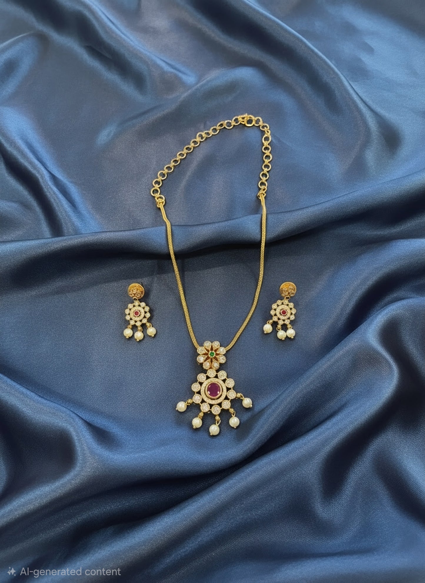 Traditional Gold Plated Pendant Set For Women