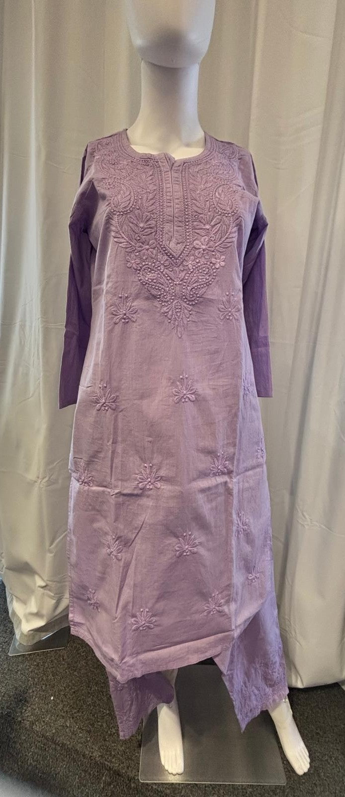 Wonderful Lavender Color Cotton With Chikankari Work Palazzo Suits For Women