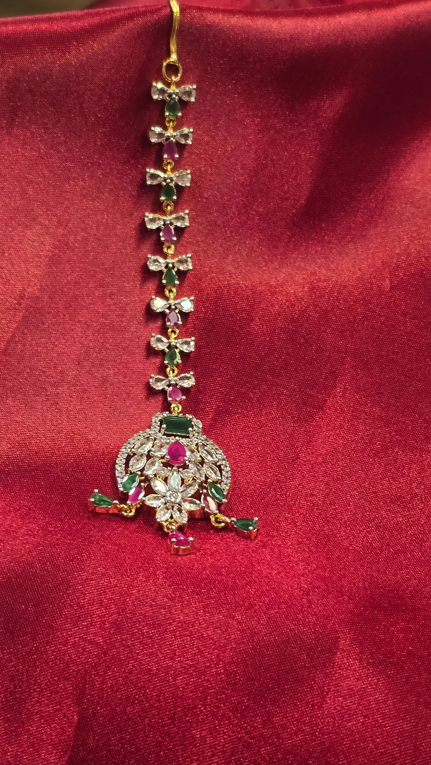 Pretty Multicolored Tikka With American Diamond Stones For Women