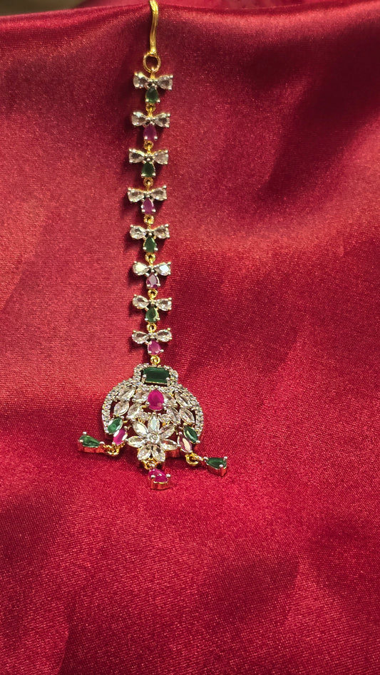 Pretty Multicolored Tikka With American Diamond Stones For Women