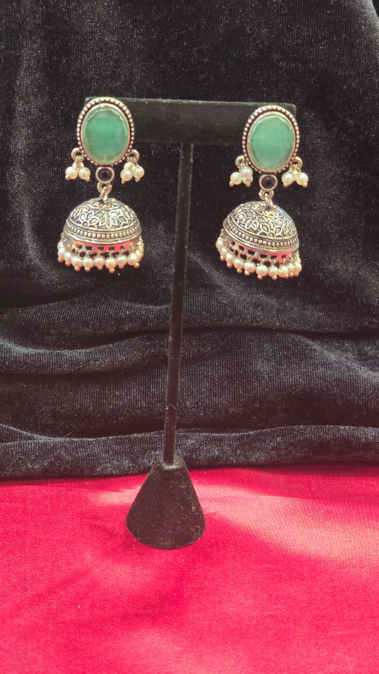 Gorgeous Light Blue Color Jhumkas Earrings For Women