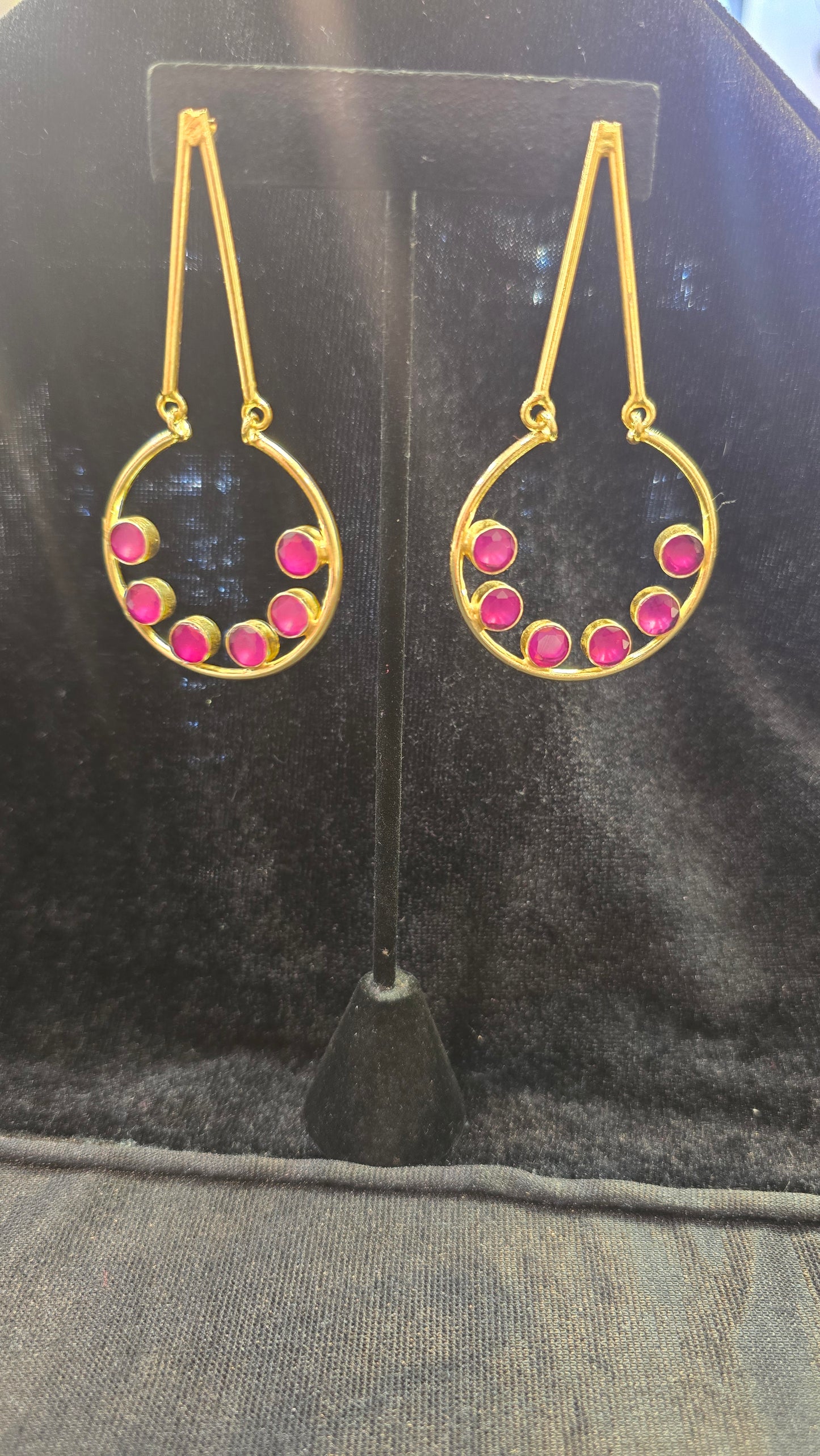 Beautiful Maroon Color Gold Plated Earrings For Women