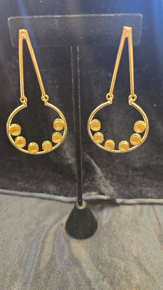 Graceful Golden Earrings With Gold Beads For Women