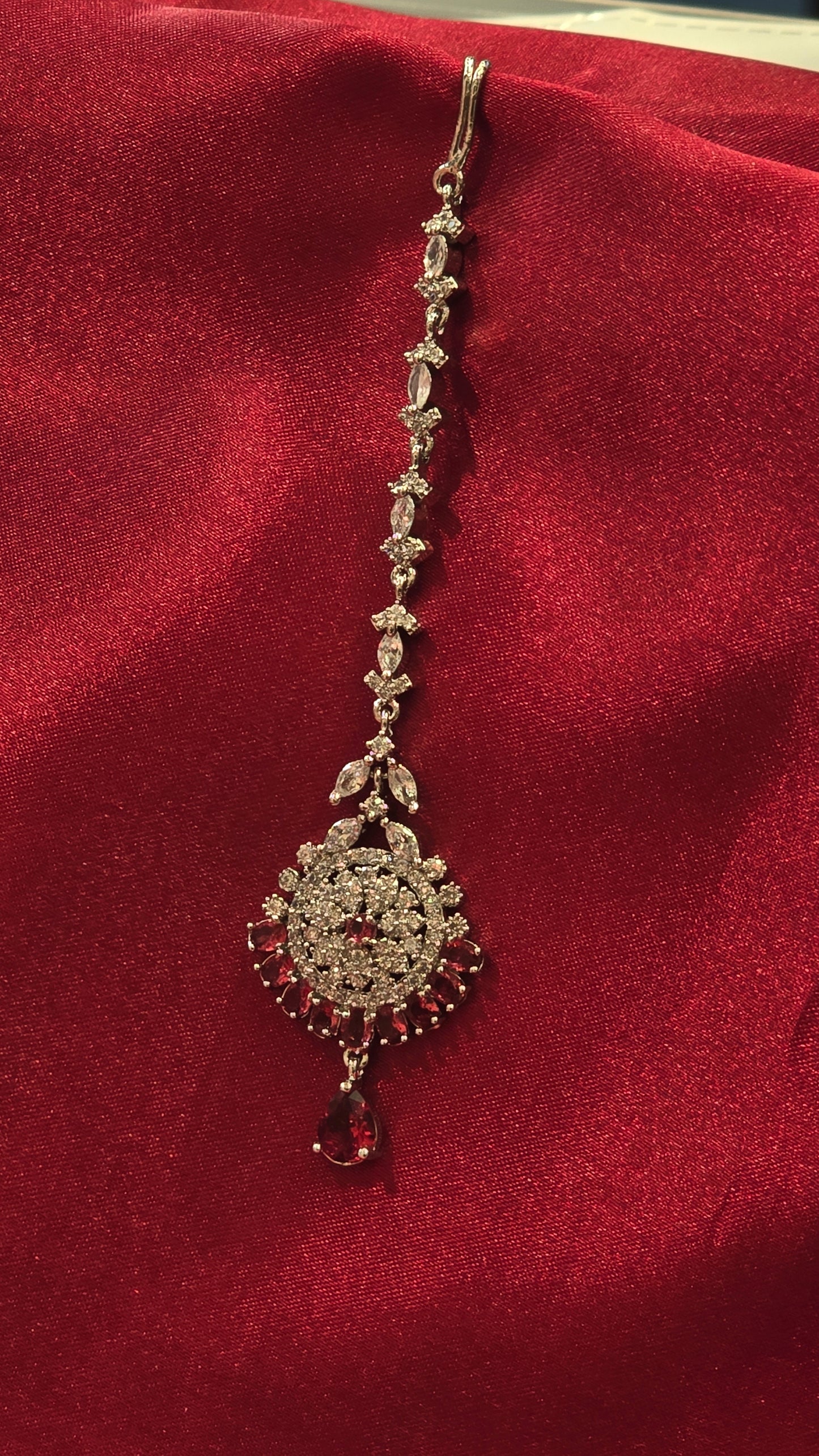 Beautiful Maroon Color With American Diamond Ravishing Tikkas For Women
