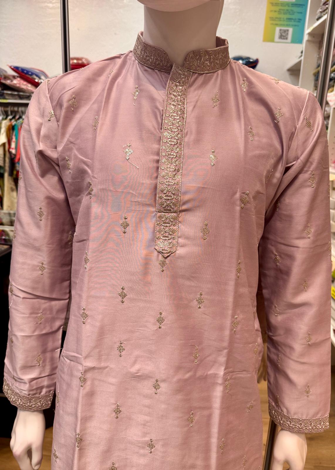 Charming Light Purple Color Matka Silk With Embroidered Buti Designer Kurta Suit For Men