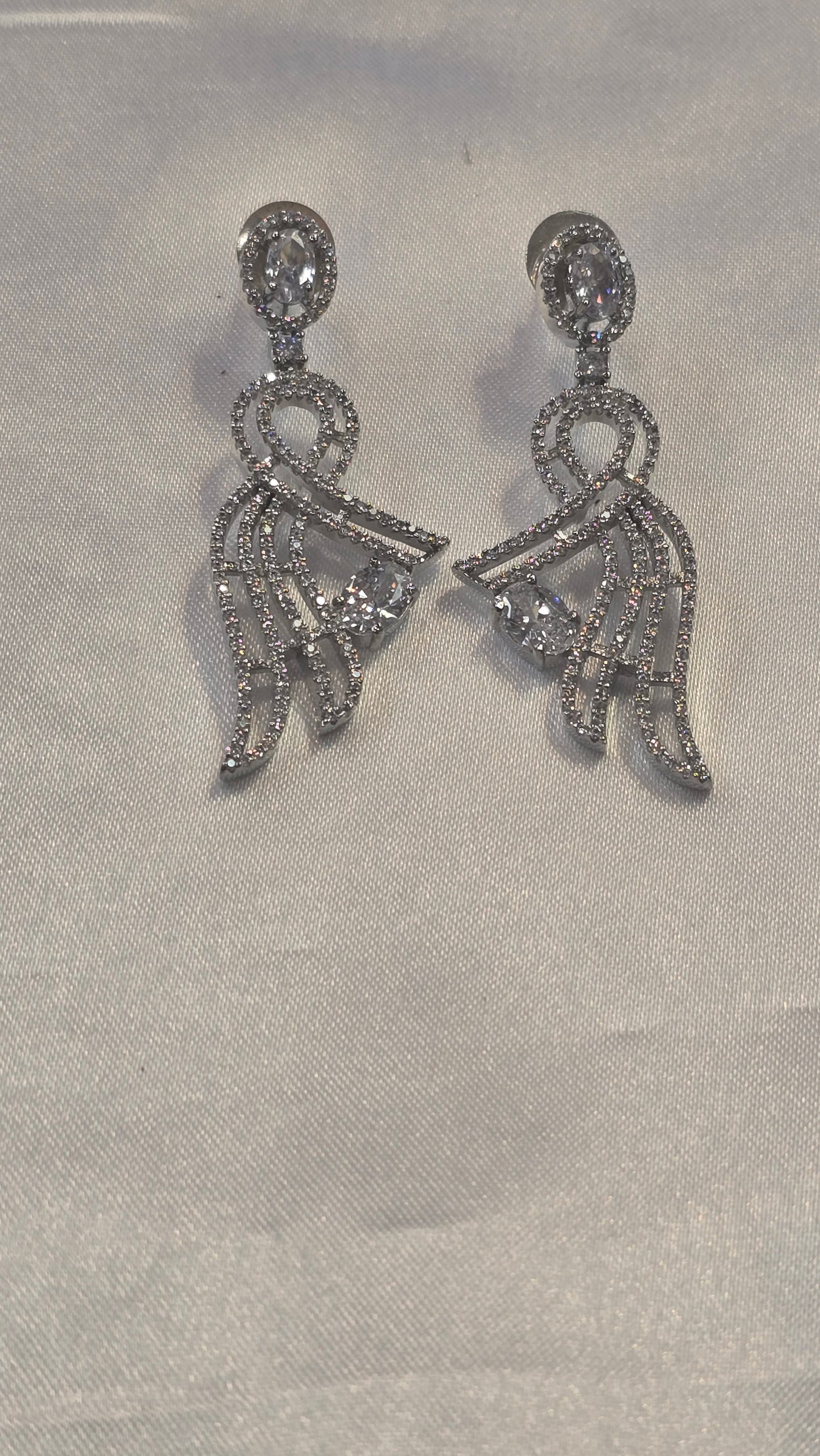 Elegant White Stone Gold Plated Earrings