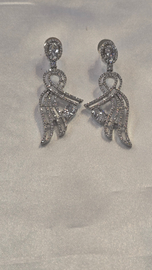 Elegant White Stone Gold Plated Earrings